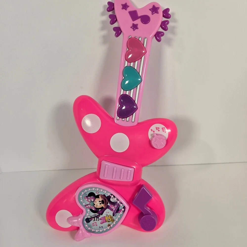 Disney Minnie Mouse Rocking Guitar Bow-Tique Guitar Pink WORKING Musical Toy